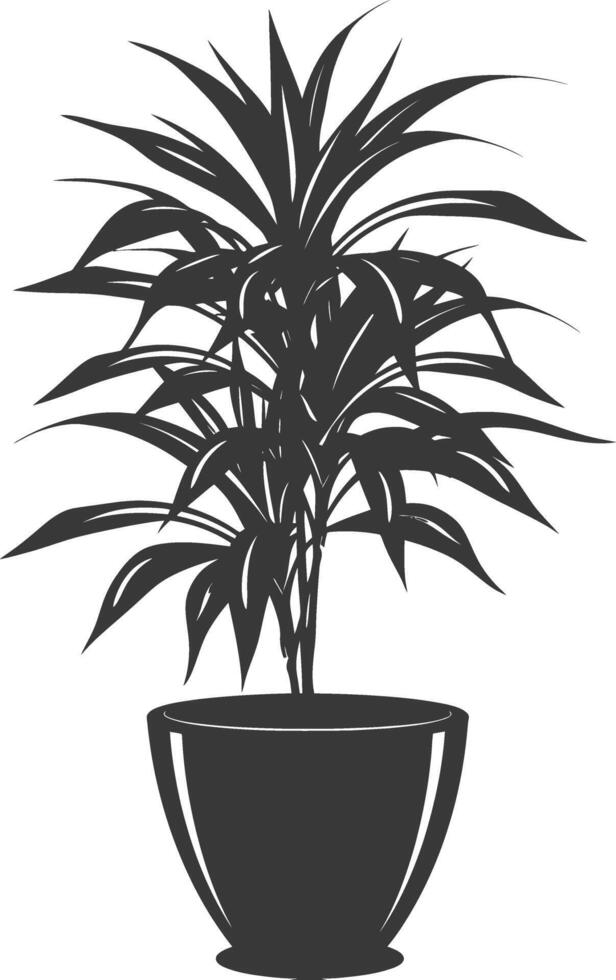 silhouette ornamental plants in pot full body black color only vector