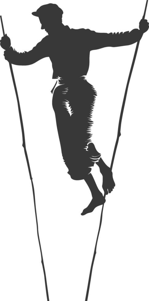 silhouette man dancing traditional bamboo dance bamboos stilts game vector