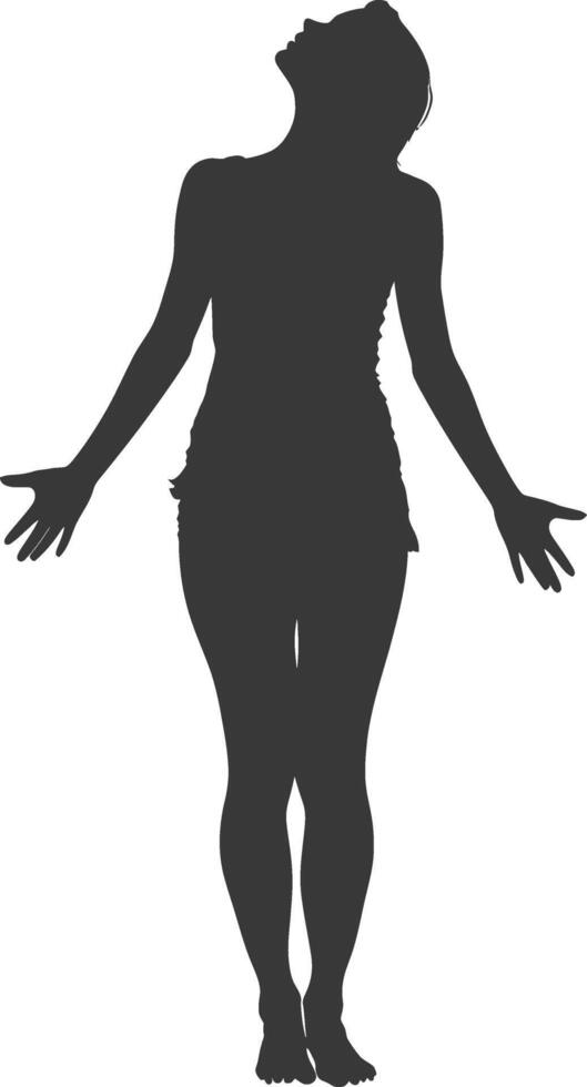 silhouette floating woman with poses full body black color only vector
