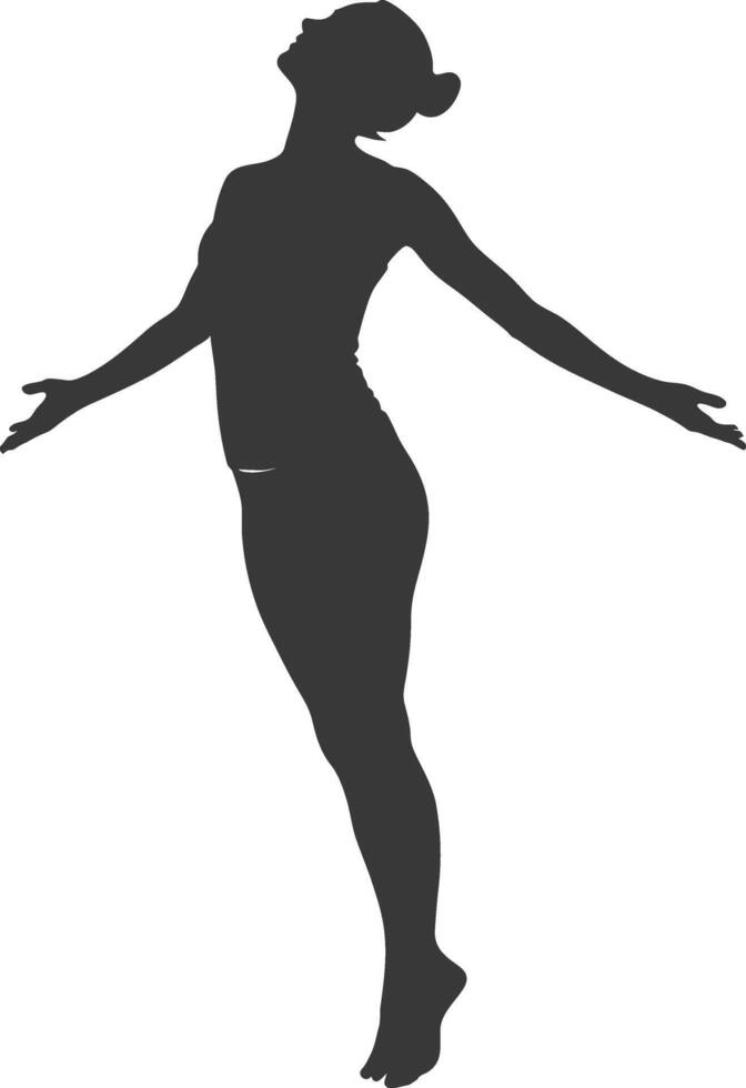 silhouette floating woman with poses full body black color only vector