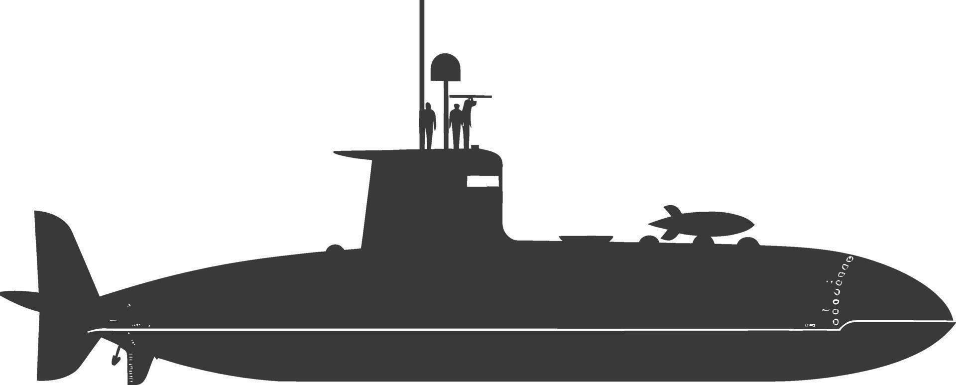 silhouette submarine surfaced black color only vector
