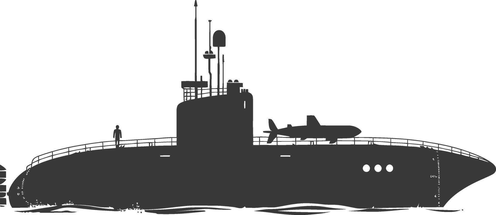 silhouette submarine surfaced black color only vector