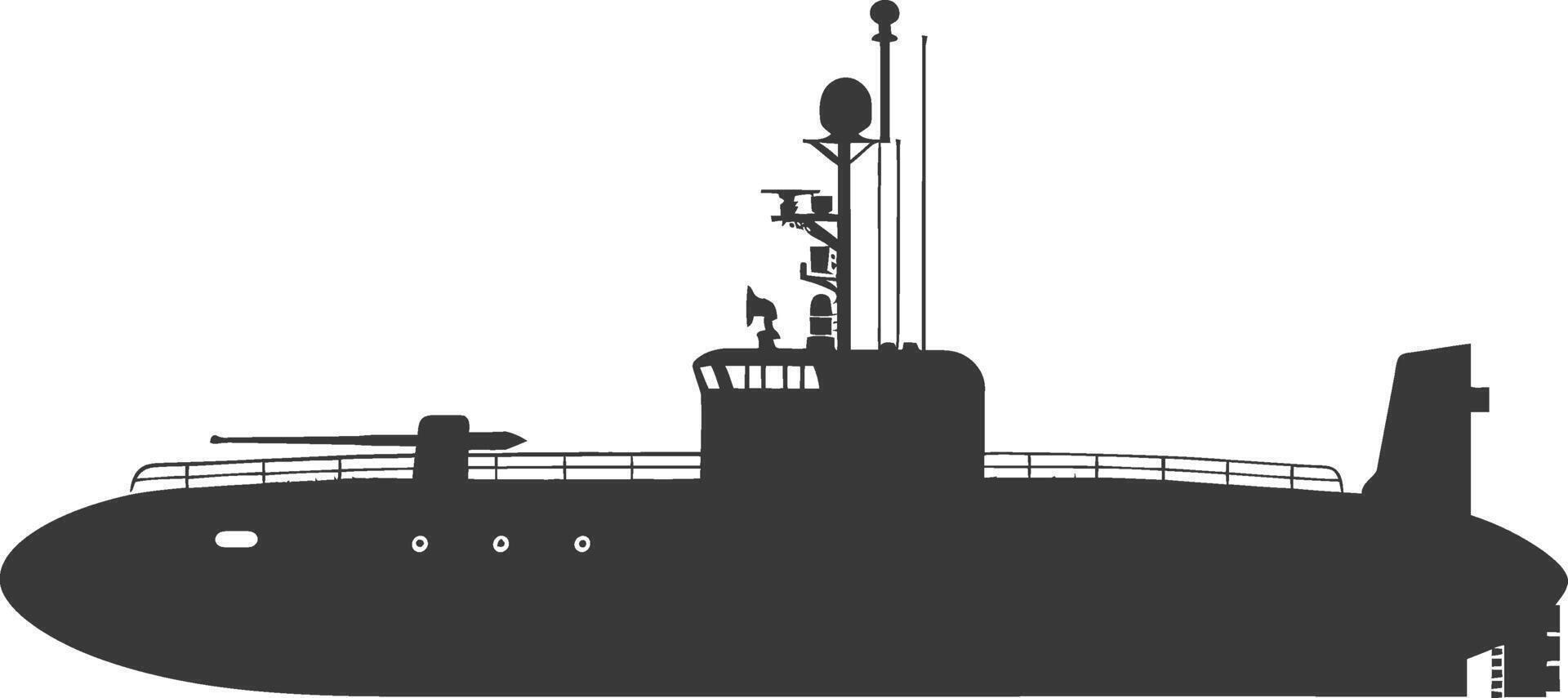silhouette submarine surfaced black color only vector