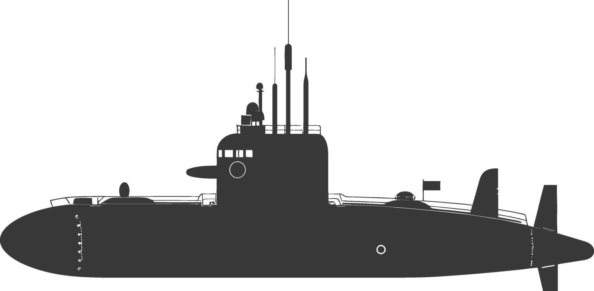 silhouette submarine surfaced black color only vector
