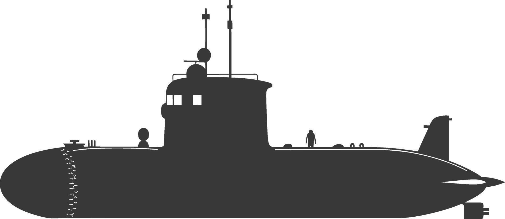 silhouette submarine surfaced black color only vector