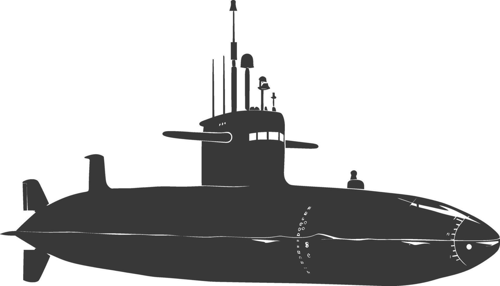 silhouette submarine surfaced black color only vector