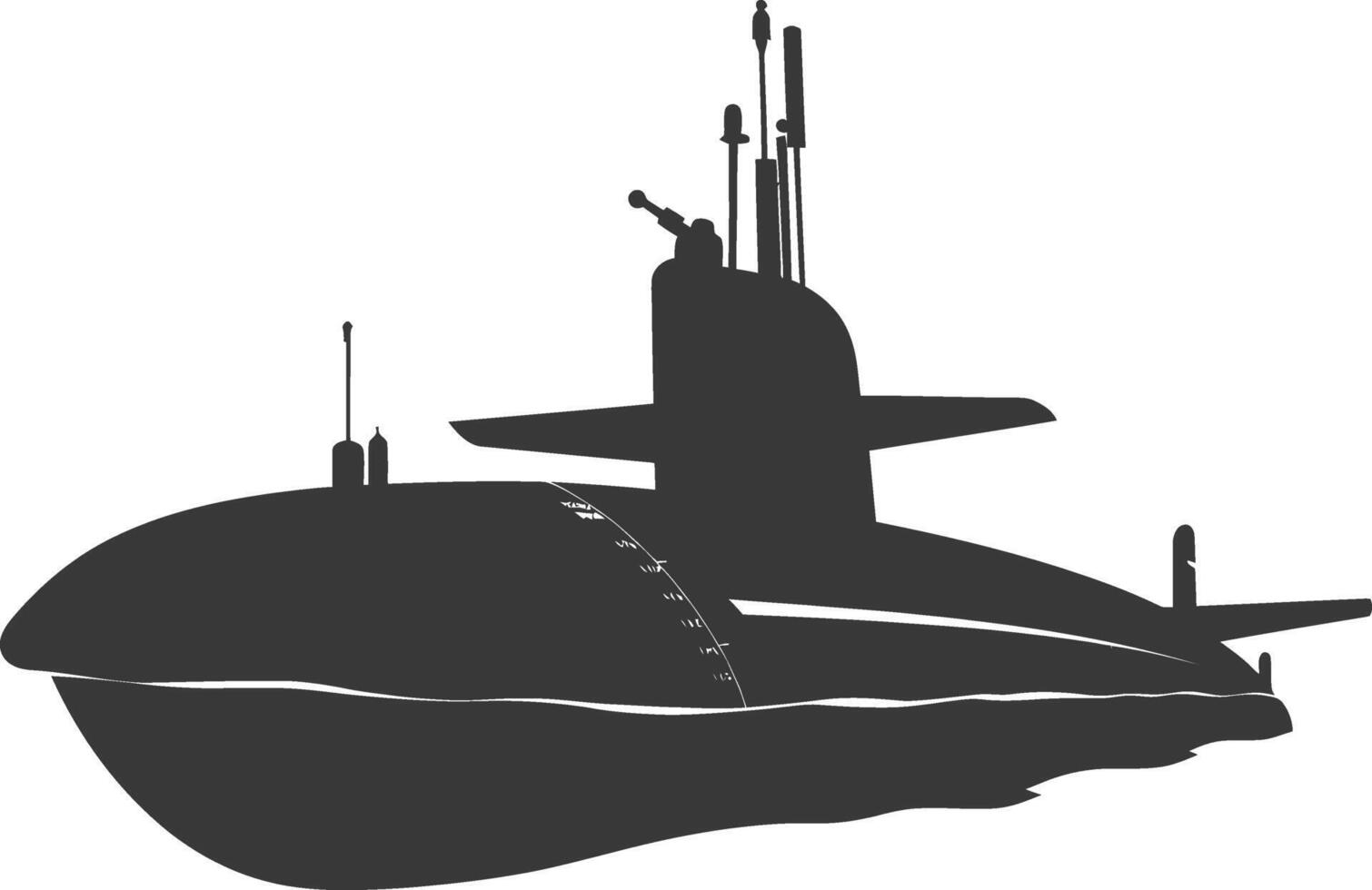 silhouette submarine surfaced black color only vector