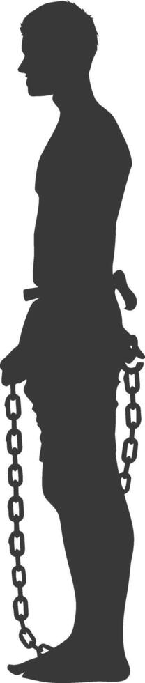 silhouette Slave with shackle full body black color only vector