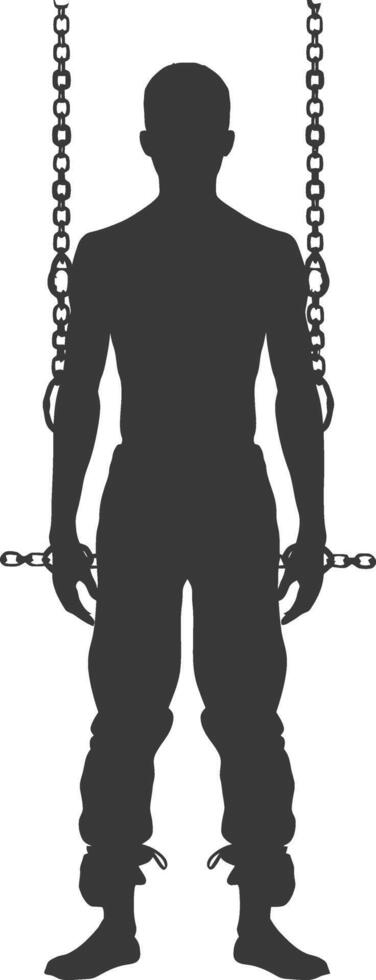 silhouette Slave with shackle full body black color only vector