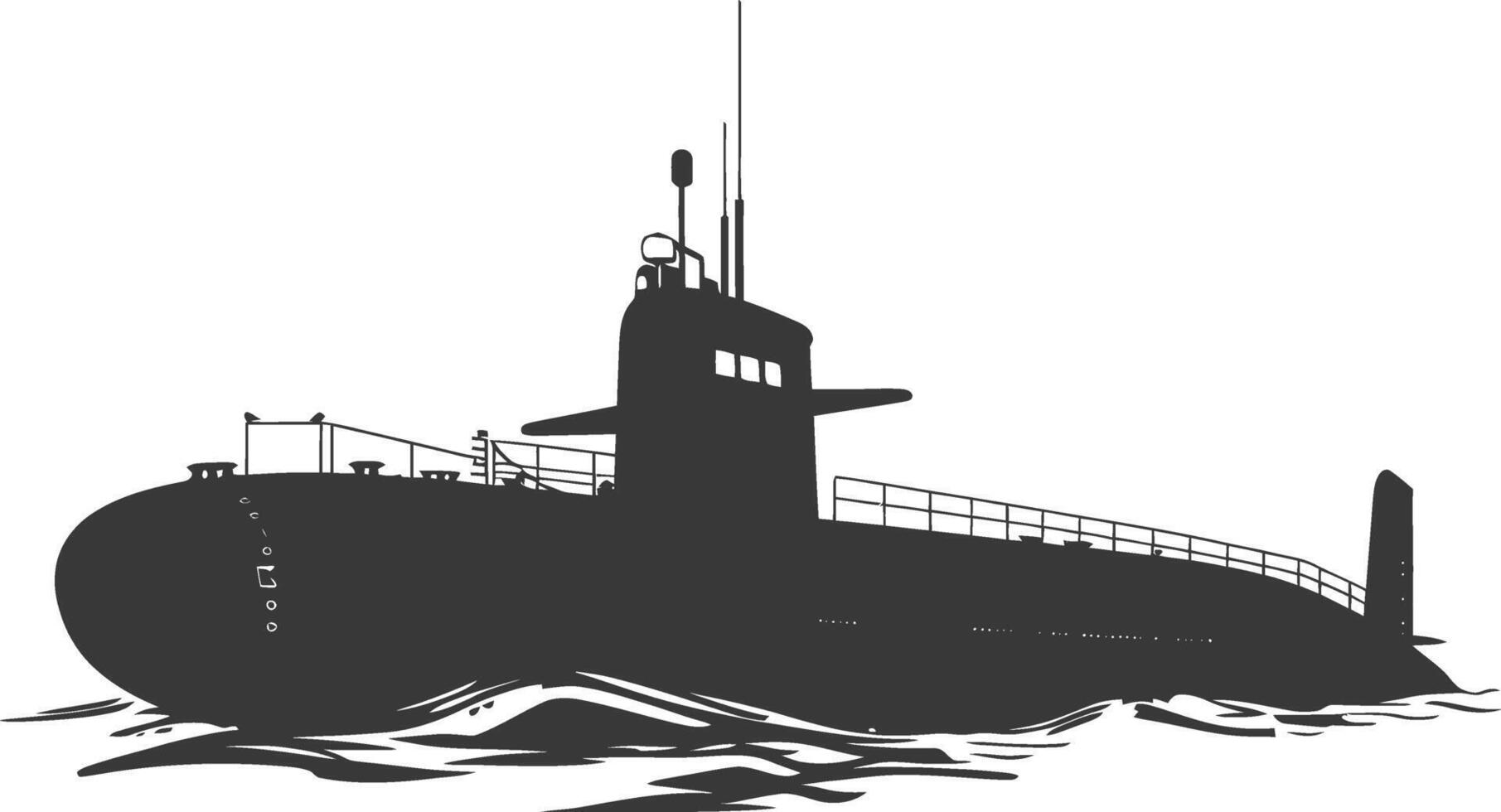 silhouette submarine surfaced black color only vector