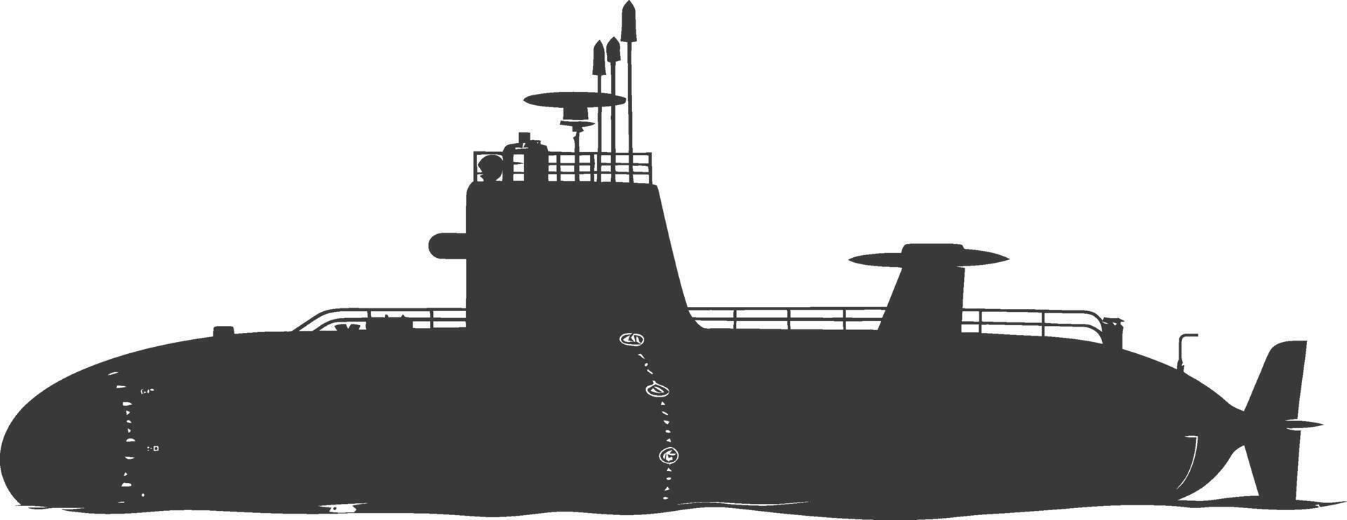 silhouette submarine surfaced black color only vector