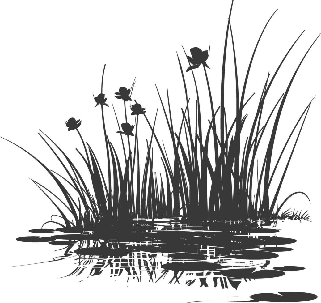silhouette swamp coastal plants black color only vector