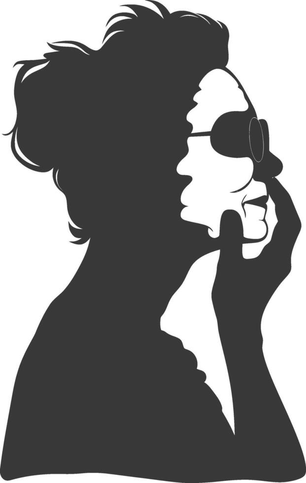 silhouette elderly woman using beauty cosmetic face mask black color only vector