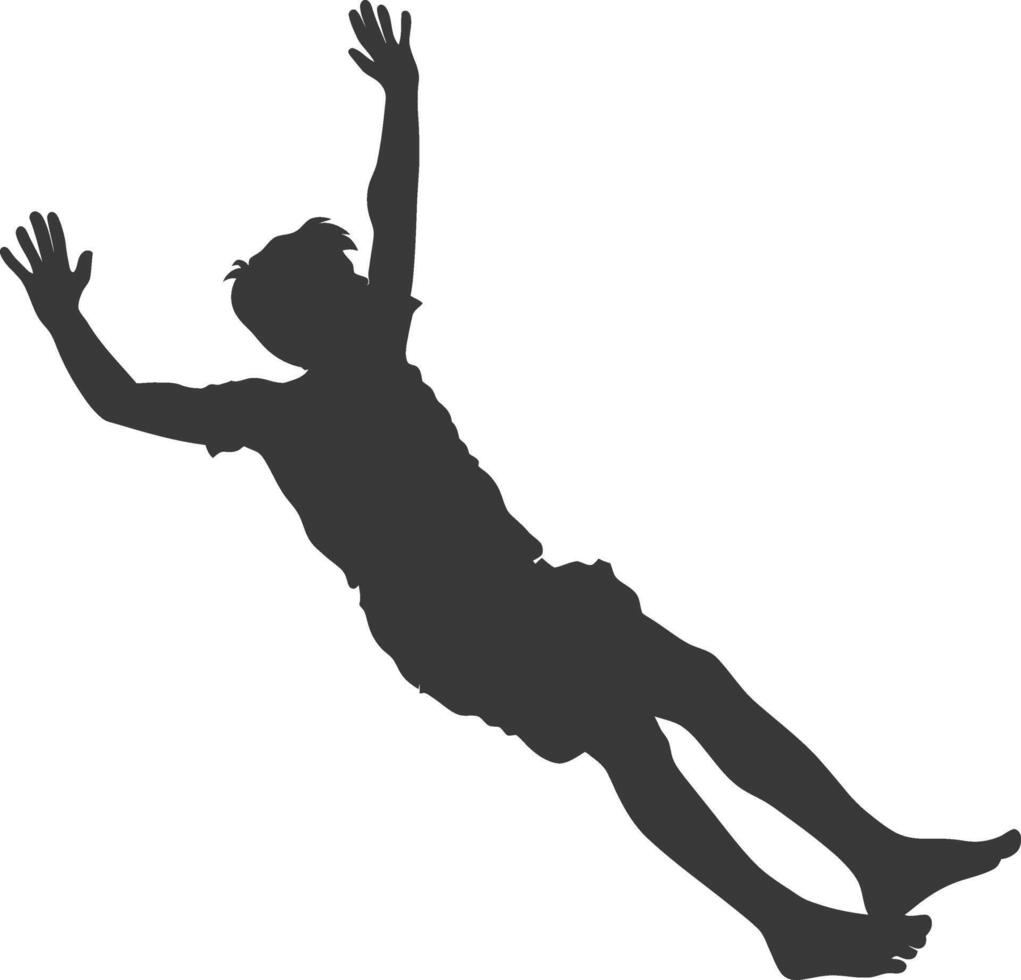 silhouette falling man falling from a great place black color only vector