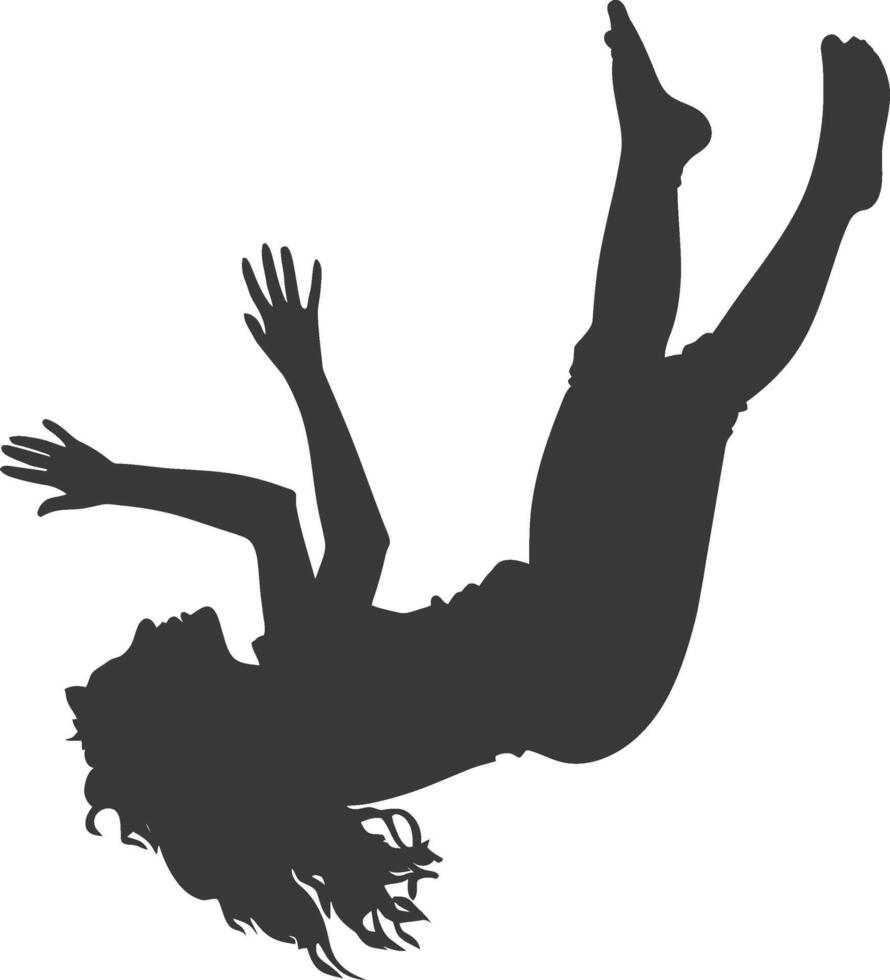 silhouette falling woman falling from a great place black color only vector