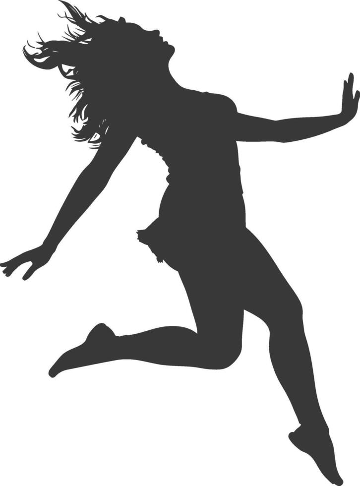 silhouette falling woman falling from a great place black color only vector