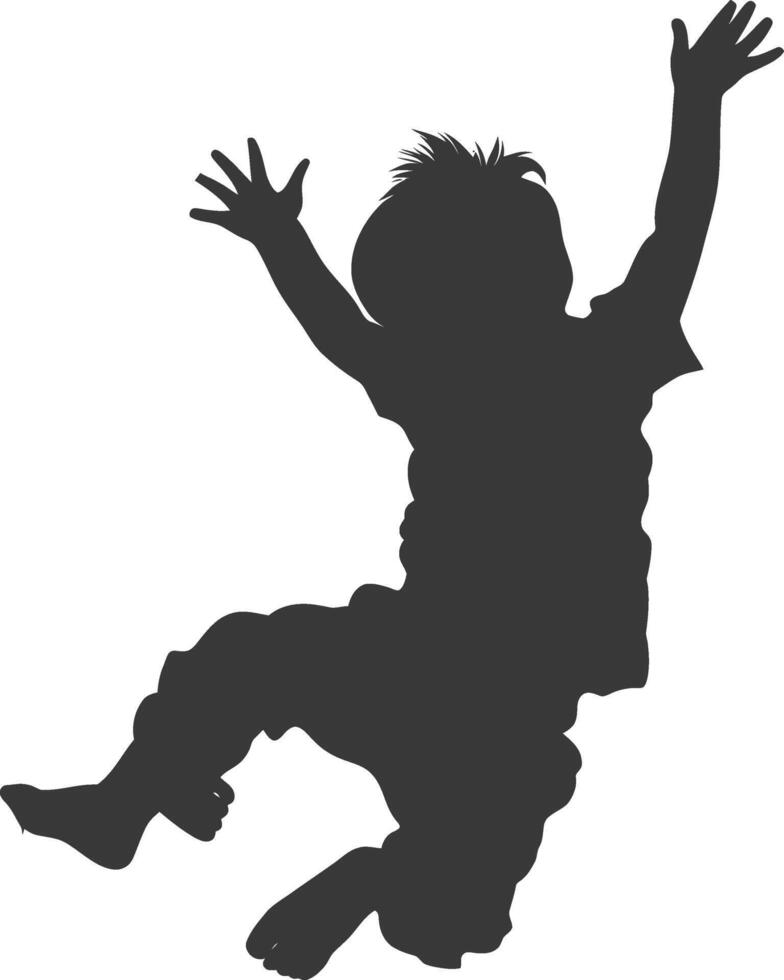 silhouette falling little boy falling from a great place black color only vector