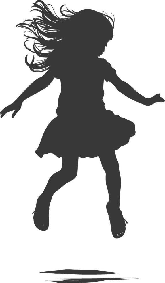 silhouette floating little girl with poses full body black color only vector