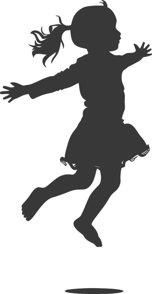 silhouette floating little girl with poses full body black color only vector