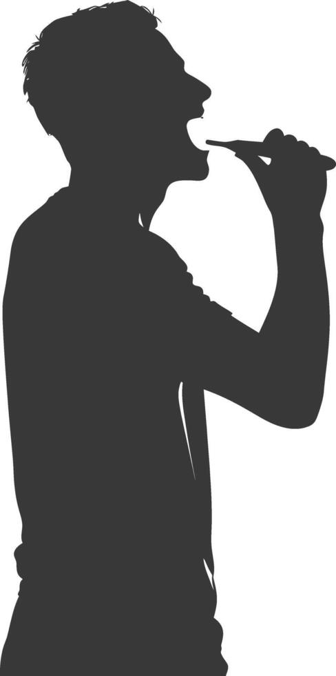 silhouette man brushing teeth full body black color only vector