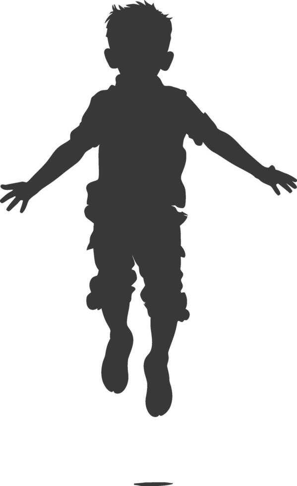 silhouette floating little boy with poses full body black color only vector