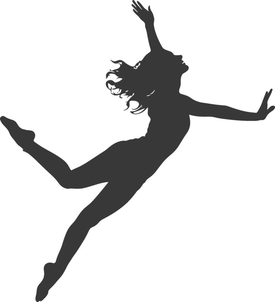silhouette flying woman with poses full body black color only vector