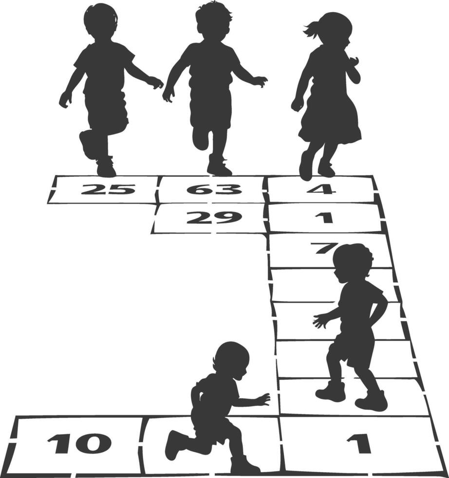 silhouette Hopscotch kid game line black color only vector