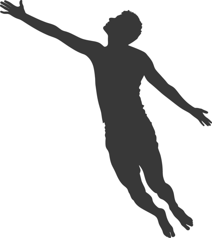 silhouette flying man with poses full body black color only vector