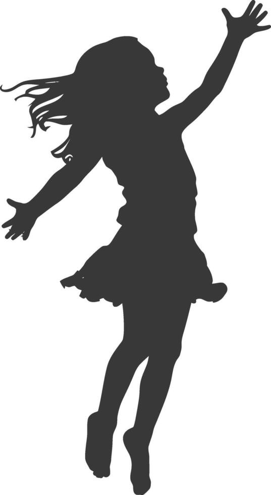 silhouette floating little girl with poses full body black color only vector