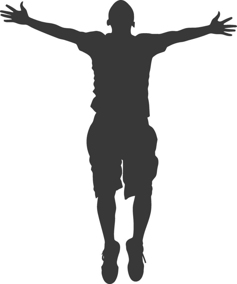 silhouette flying man with poses full body black color only vector