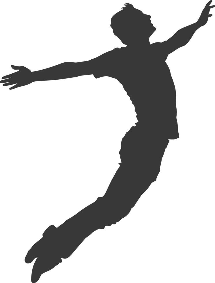 silhouette flying man with poses full body black color only vector