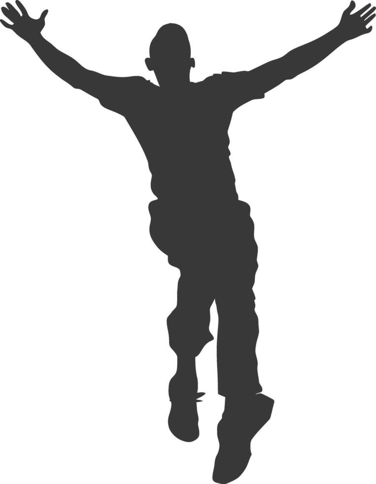 silhouette flying man with poses full body black color only vector