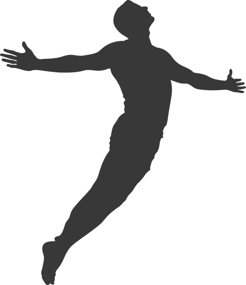 silhouette flying man with poses full body black color only vector