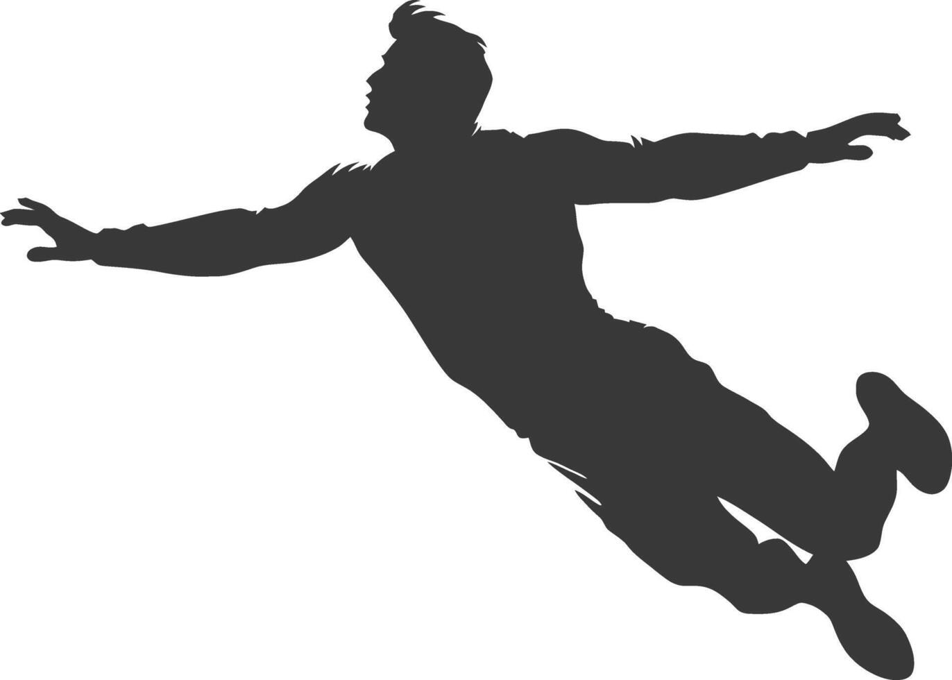silhouette flying man with poses full body black color only vector