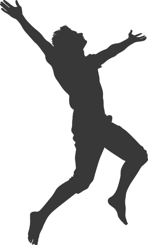 silhouette flying man with poses full body black color only vector