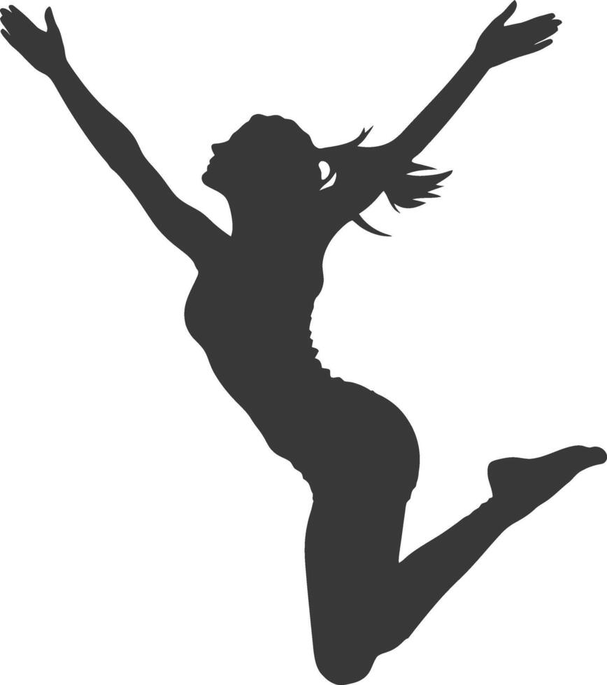 silhouette flying woman with poses full body black color only vector