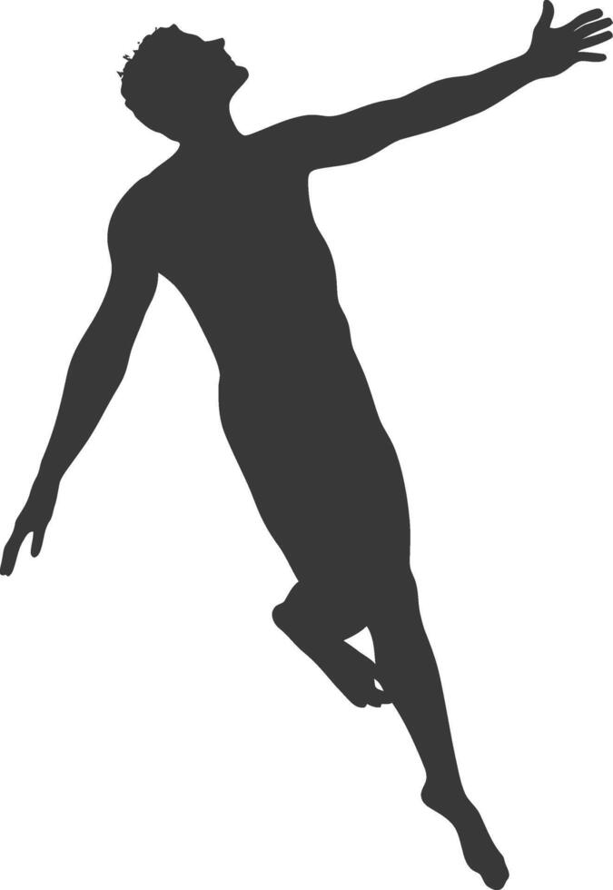 silhouette flying man with poses full body black color only vector