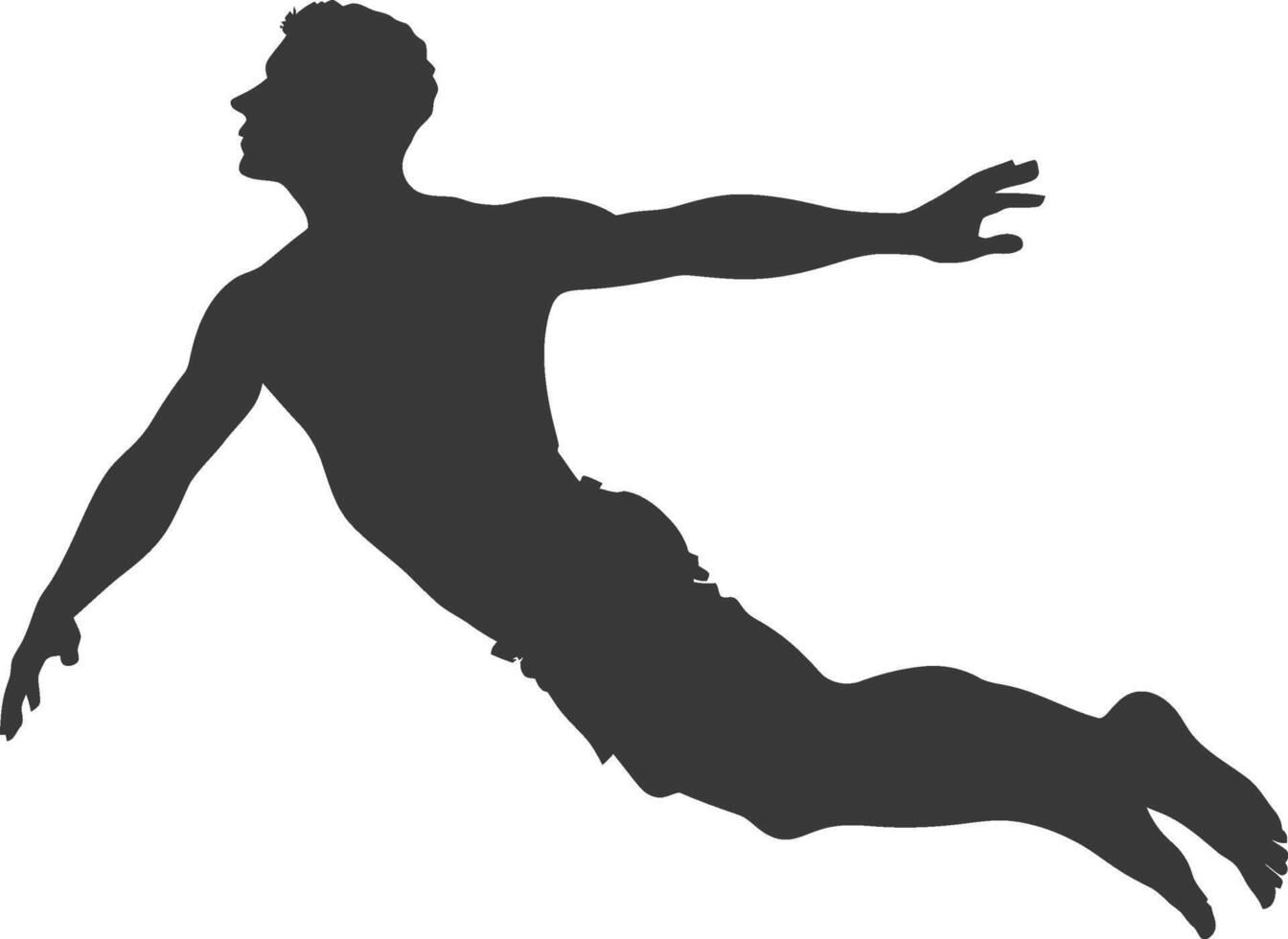 silhouette flying man with poses full body black color only vector