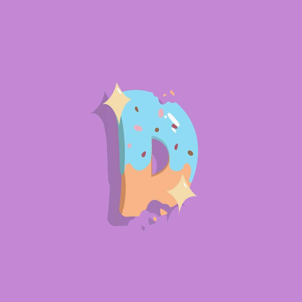 This letter d donut logo design has a light blue cream slay on it vector