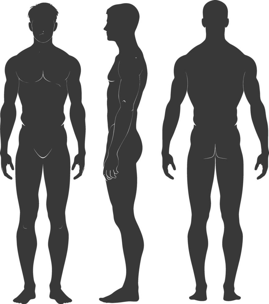 silhouette man mannequin with poses full body black color only vector