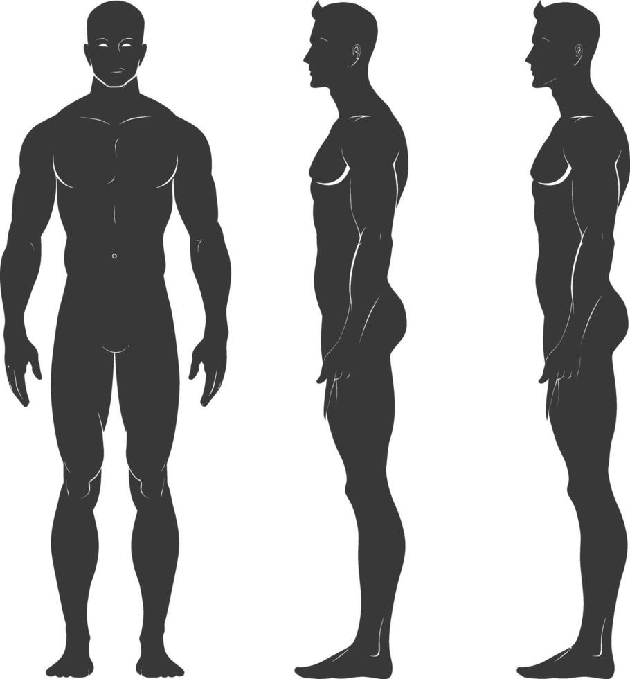 silhouette man mannequin with poses full body black color only vector