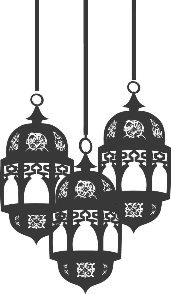silhouette islamic eid lanterns black color only vector