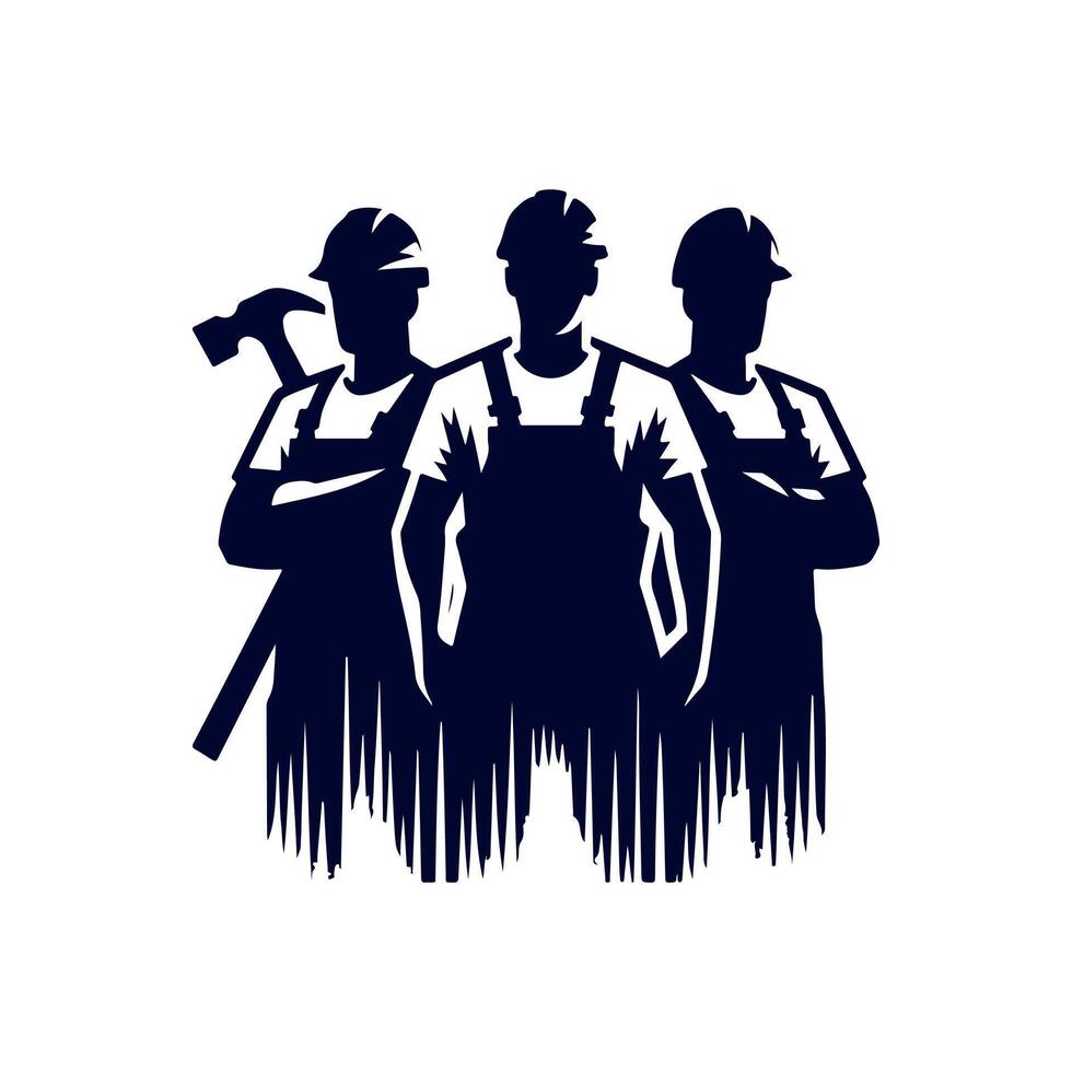 Worker silhouettes Clip art isolated illustration on white background vector