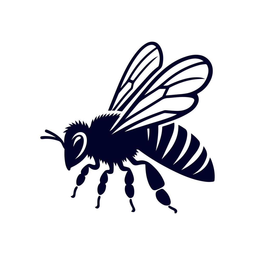 Honey bee silhouette Clip art isolated illustration on a white background vector