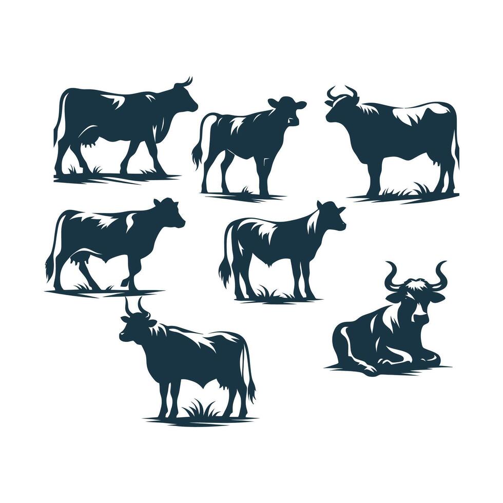 Cow silhouette Clip art isolated illustration on a white background vector