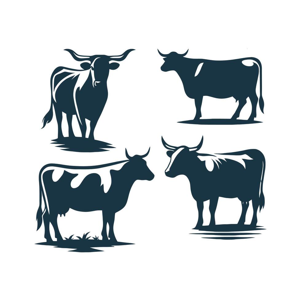 Cow silhouette Clip art isolated illustration on a white background vector
