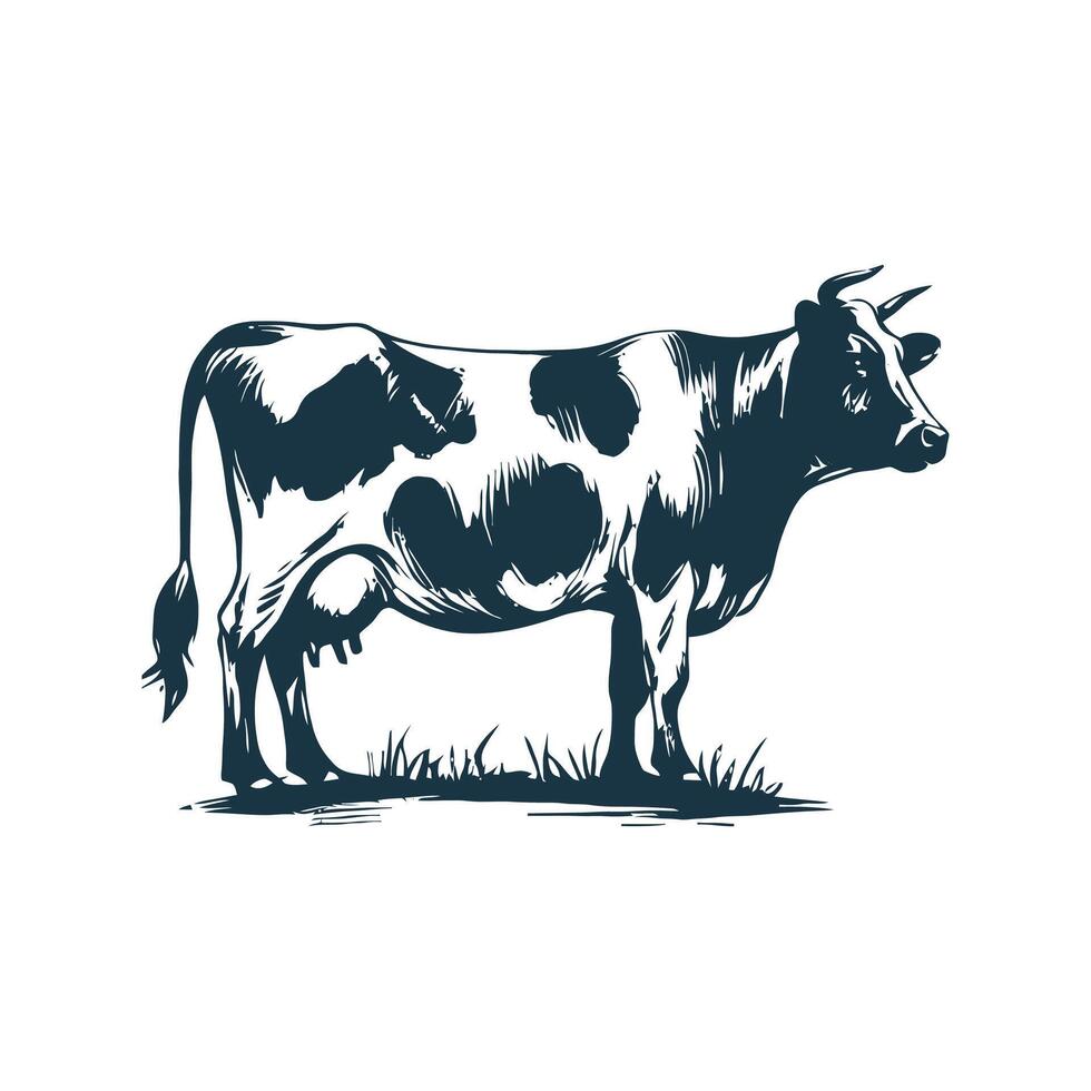 Cow silhouette Clip art isolated illustration on a white background vector