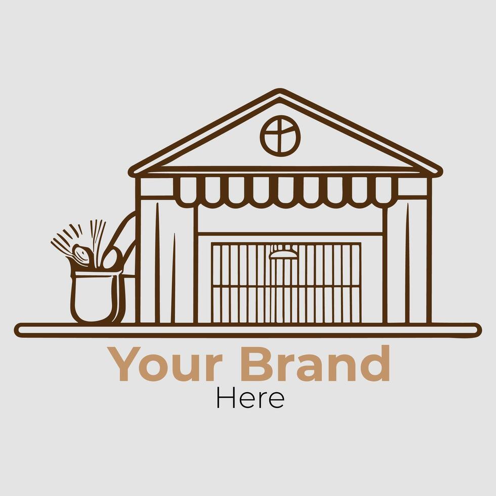 Bread Store Minimalist Logo Concept vector
