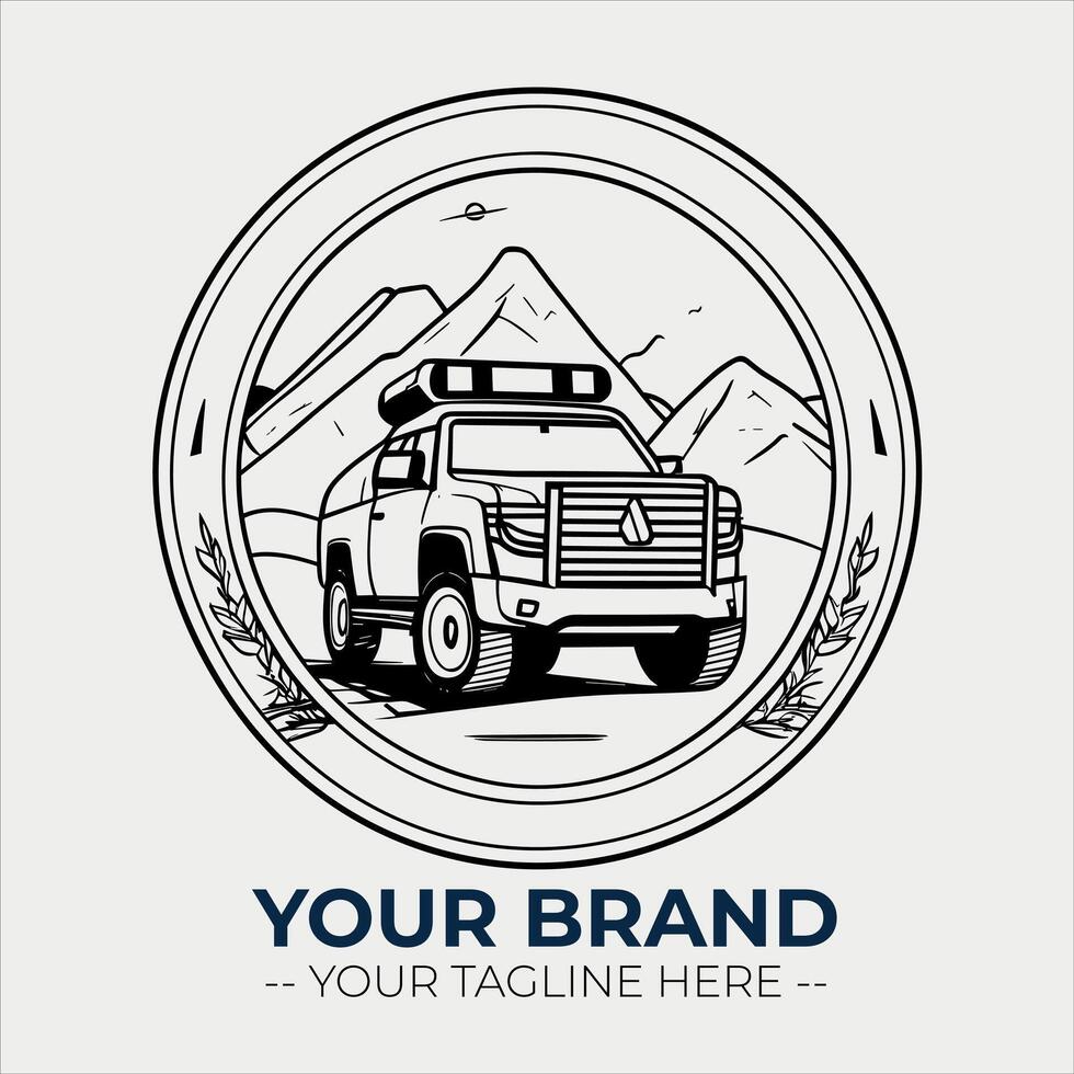 Truck Expedition Minimalist Logo Concept vector
