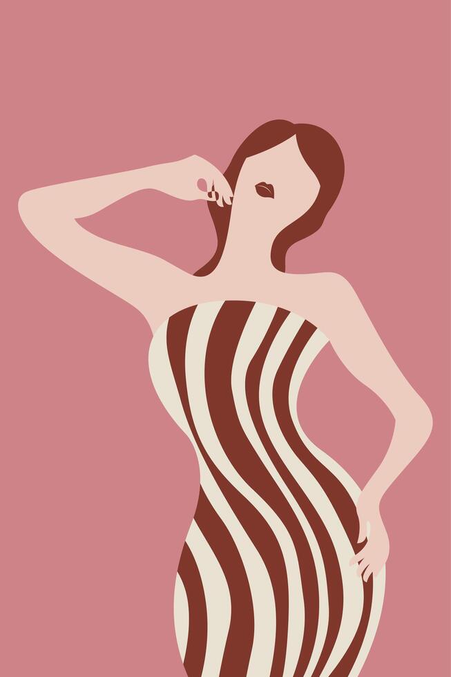 Contemporary Striped Women Printable Art Poster vector
